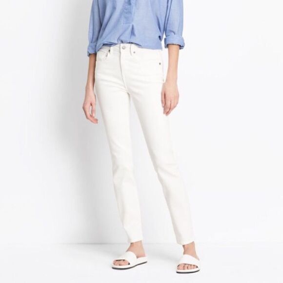 Skinny Mid-Rise Ankle White Italian Denim Jeans - Picture 1 of 5